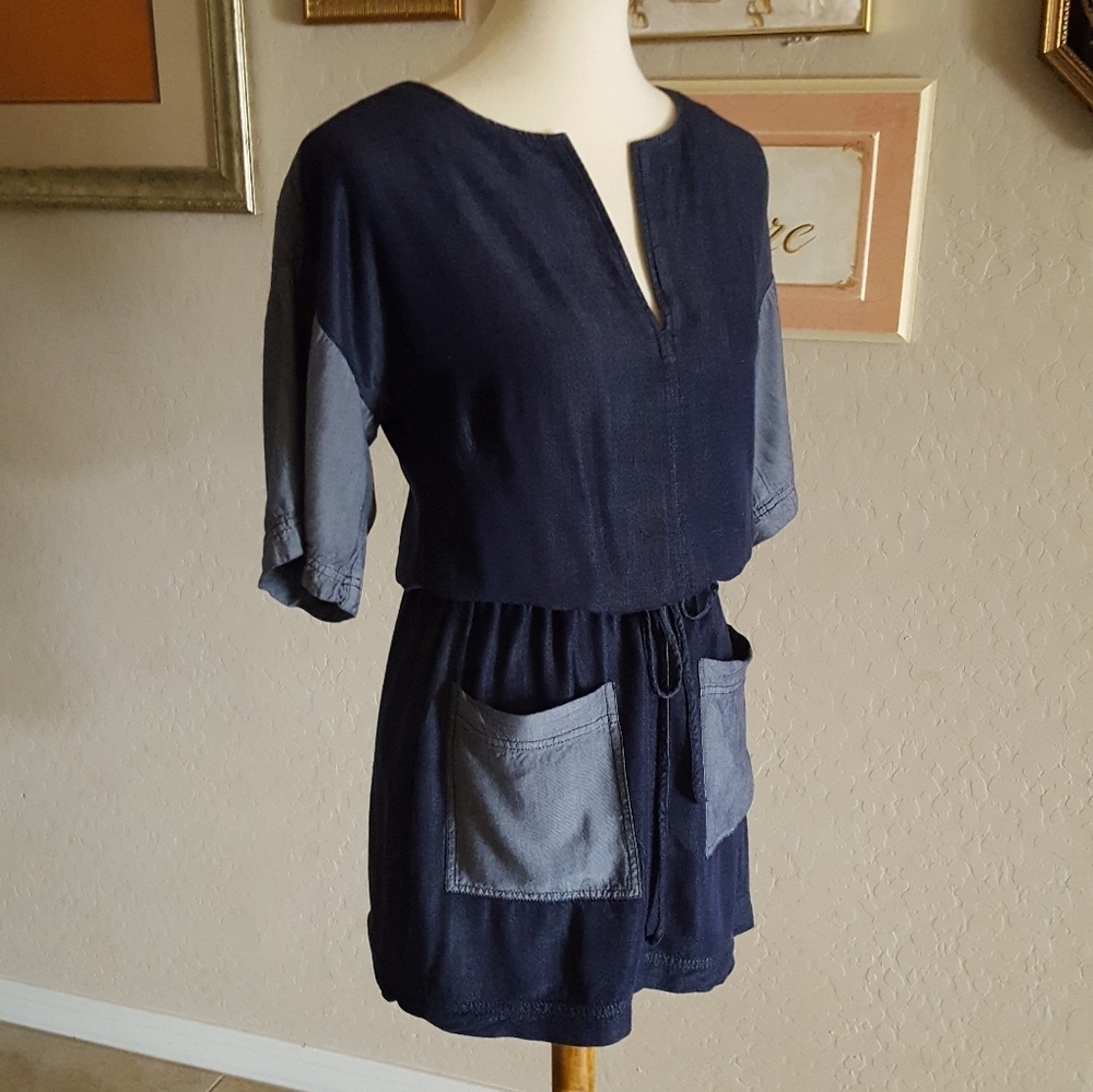Laundry By Design Color Block Chambray Mini Dress - image 3